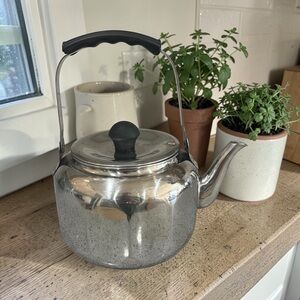 Farberware Stainless Steel Tea Kettle with Black Handle and Knob